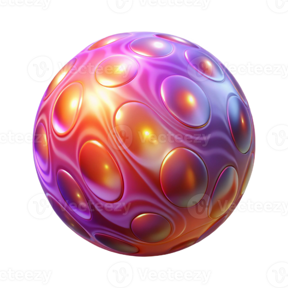 Abstract Sphere 3D Render A conceptual 3D depiction of an abstract sphere, focusing on vibrant colors and luminescent elements. png