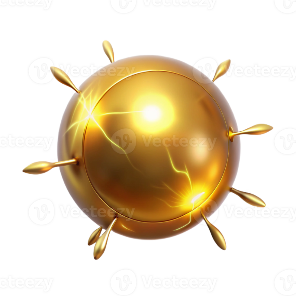 Golden Sphere with Energy A dynamic depiction of a sphere glowing with golden energy, capturing the essence of power in a digital world. png