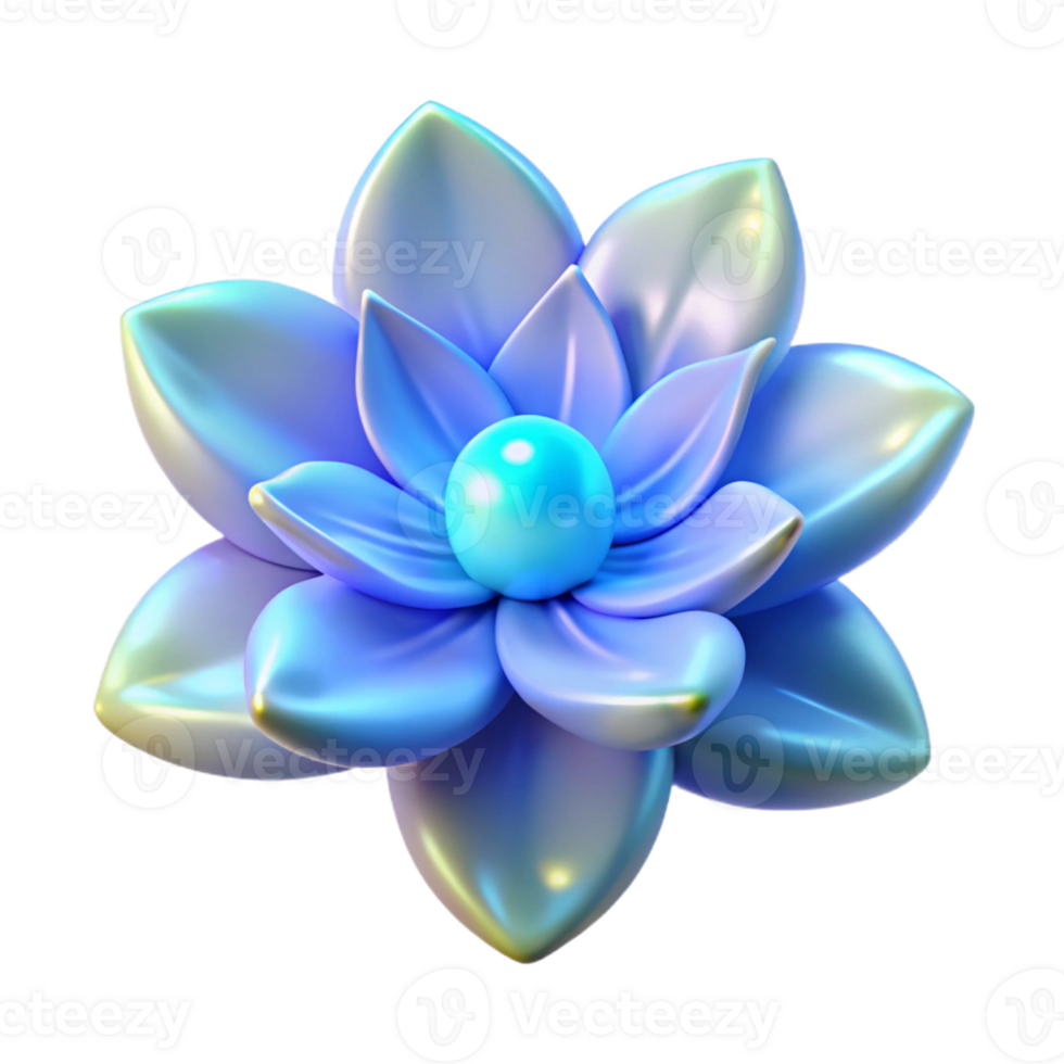Iridescent Pearl Flower A radiant flower crafted as a pearl, its petals shimmering with iridescent colors in a digital world. png