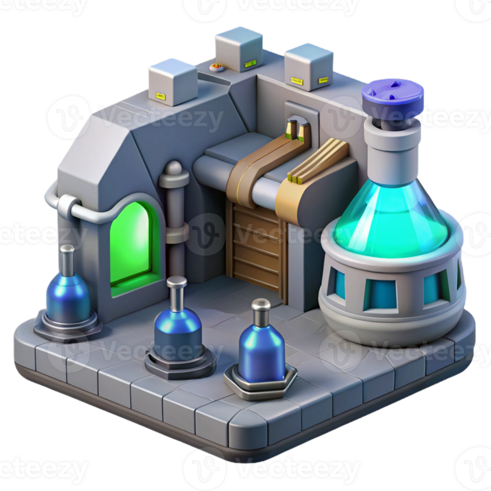 Futuristic Lab Potion Creation in a Visionary Three Dimensional Scene of Innovation png