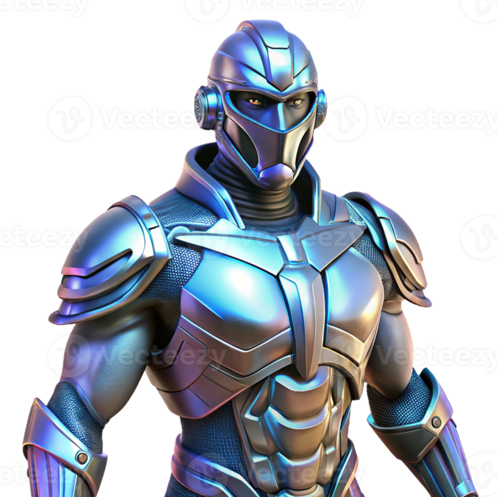 Futuristic Armored Combatant with Advanced Mechanics and Dynamic Design png