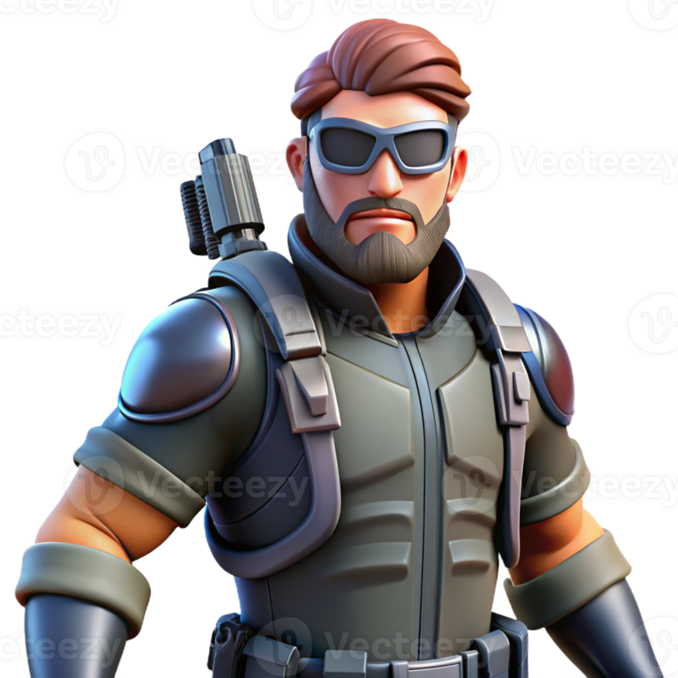 Tactical Ops 3D Render of Soldier A dynamic depiction of a soldier navigating a world of tactical operations, ready for battle in a digital world. png