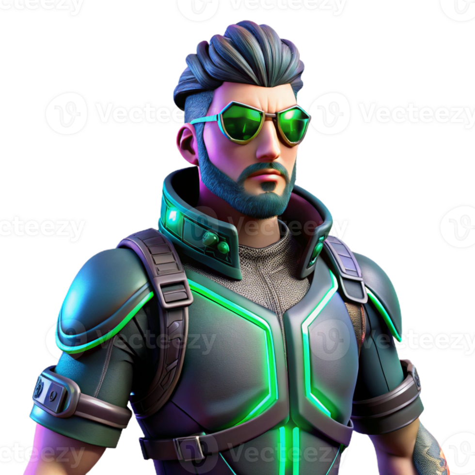 Cyberpunk Agent Neon Gear A dynamic depiction of an agent navigating a world of neon gear, capturing the essence of innovation in a digital world. png