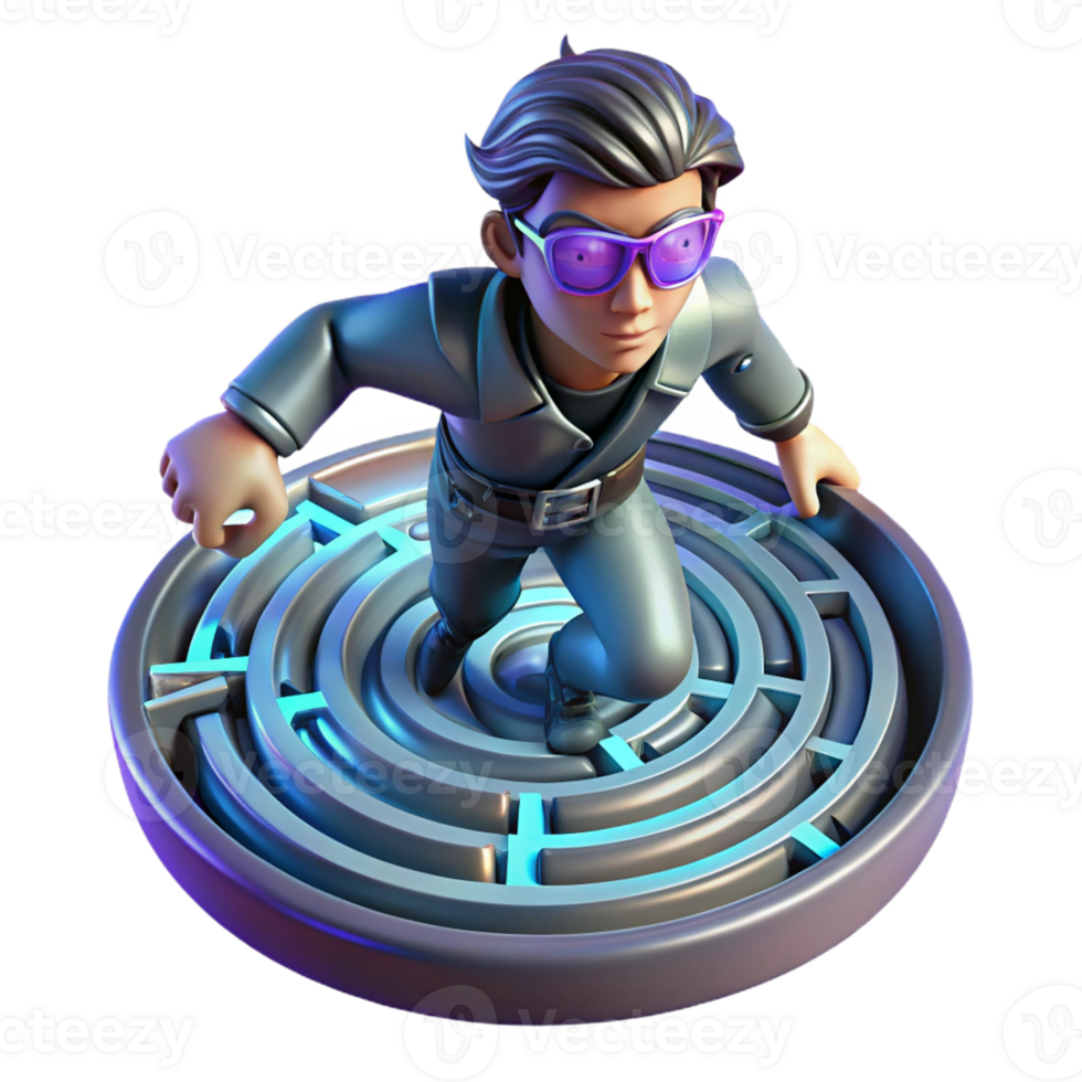 3D Maze Challenge Solve the Puzzle A dynamic depiction of a maze crafted in three-dimensional art, capturing the essence of challenge in a digital world. png