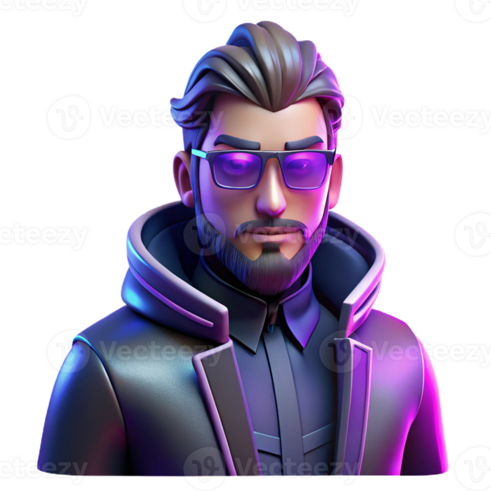 Stylized 3D Male Avatar A dynamic depiction of a male avatar crafted in ...