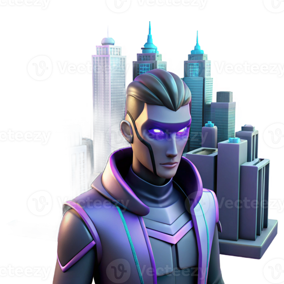 Cyberpunk Cityscape Avatar A dynamic depiction of a cityscape avatar navigating a cyberpunk world, capturing the essence of urban innovation. png