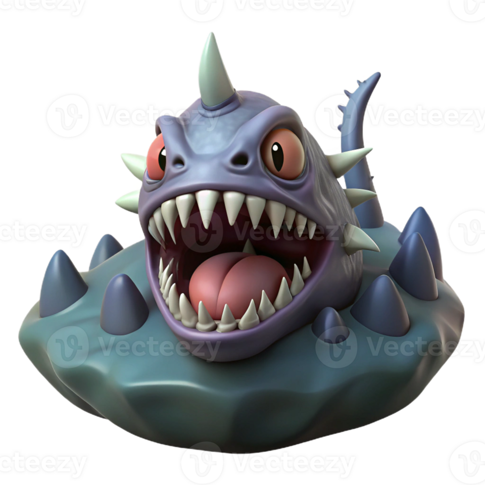 Cute Monster, 3D Render A playful depiction of a monster brought to life in a whimsical three-dimensional render. png