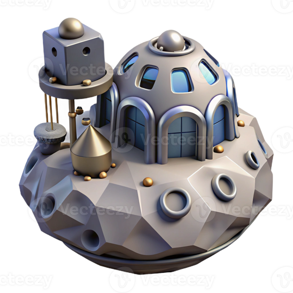 Lunar Habitat Futuristic Moon Base Design A visionary depiction of a habitat crafted for the lunar landscape, capturing the essence of space exploration in a digital world. png