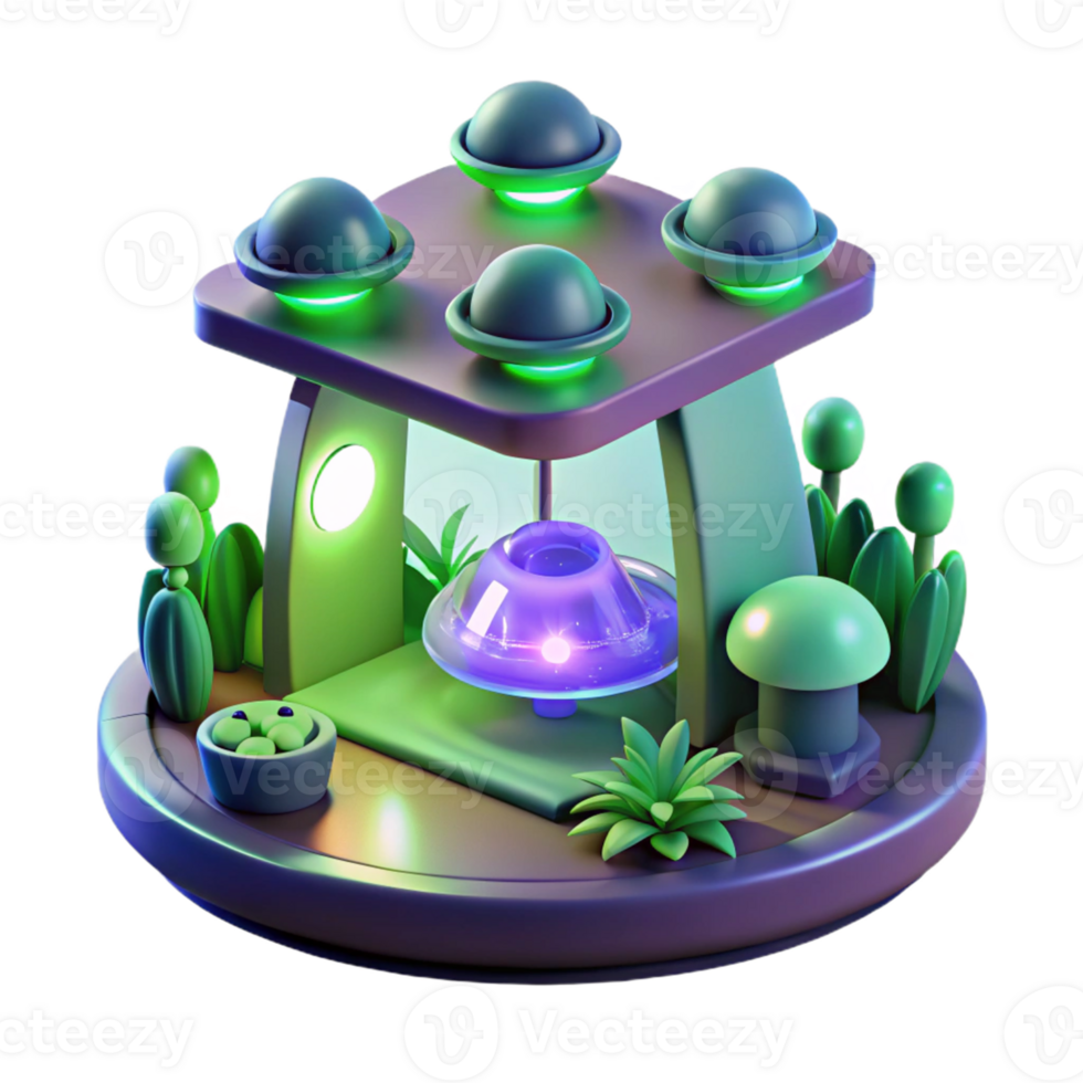 Alien Base 3D Render - A dynamic 3D render of an alien base capturing the essence of extraterrestrial adventure and advanced technology png