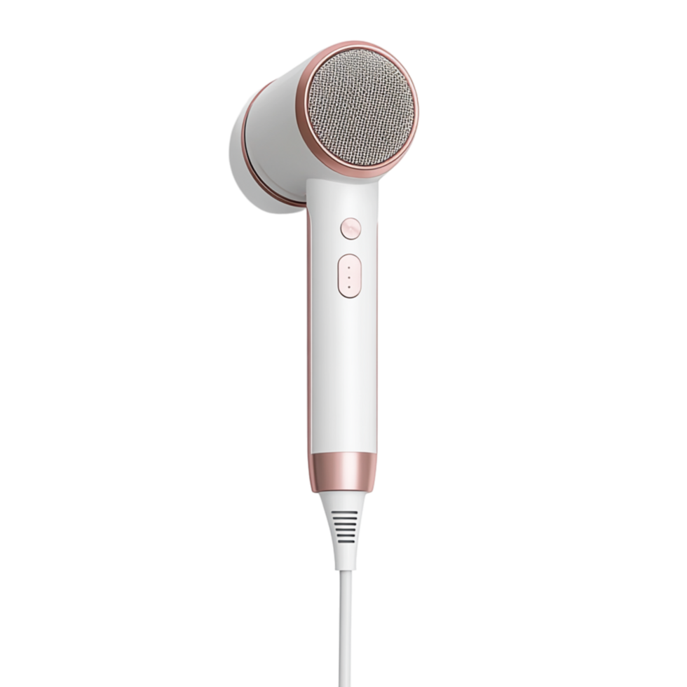 Stylish modern hairdryer with a sleek design symbolizing efficiency and the convenience of quick hairstyling png