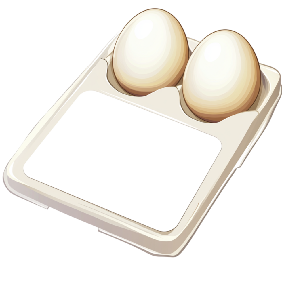 Two fresh eggs placed in a plastic tray symbolizing nourishment and the basic ingredient of many delicious meals png