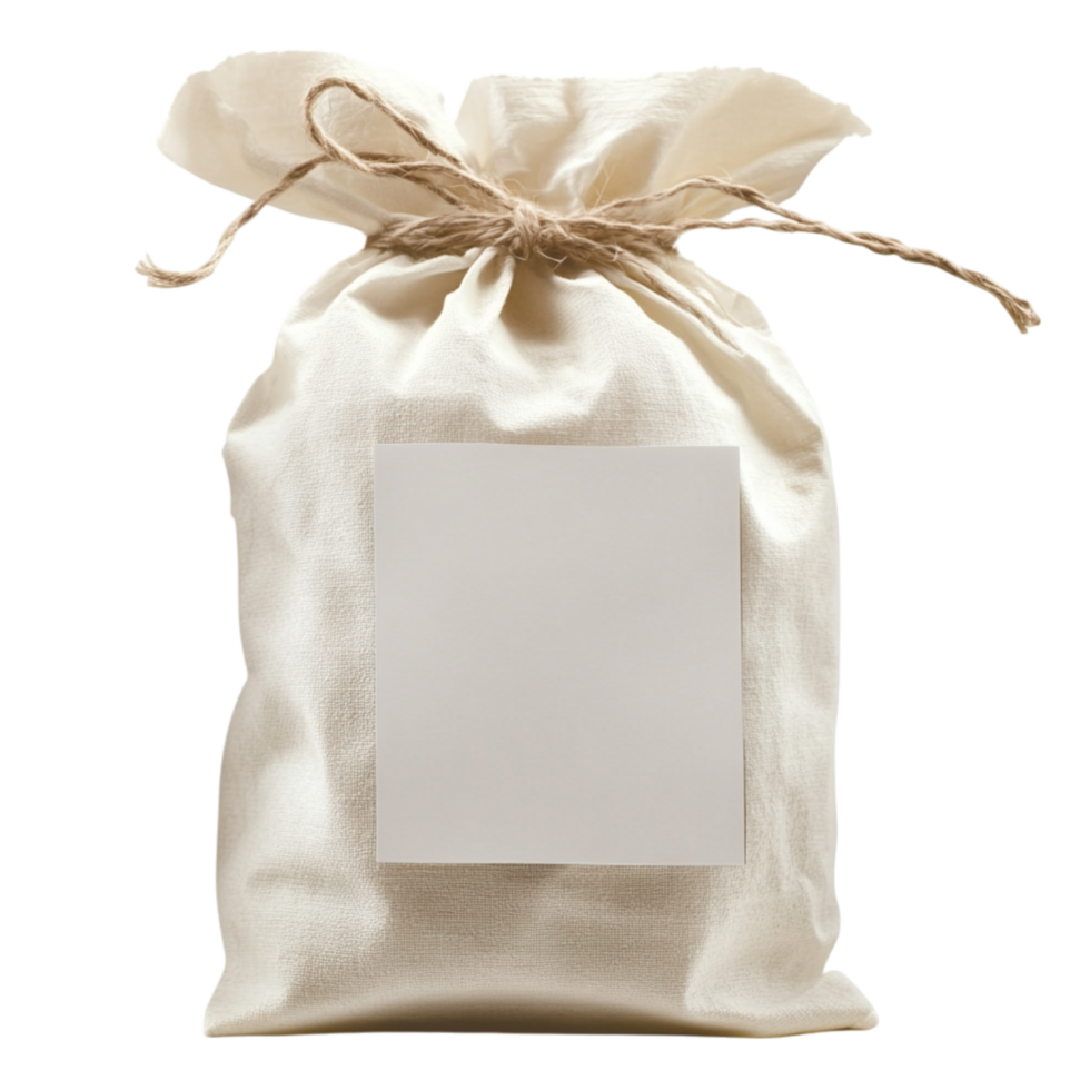 Small fabric sack tied with rustic twine symbolizing simplicity and the traditional way of storing essentials png