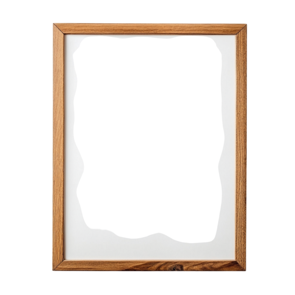 Empty wooden picture frame with a natural finish and clean edges represents creativity potential and the blank space waiting to be filled with memories png