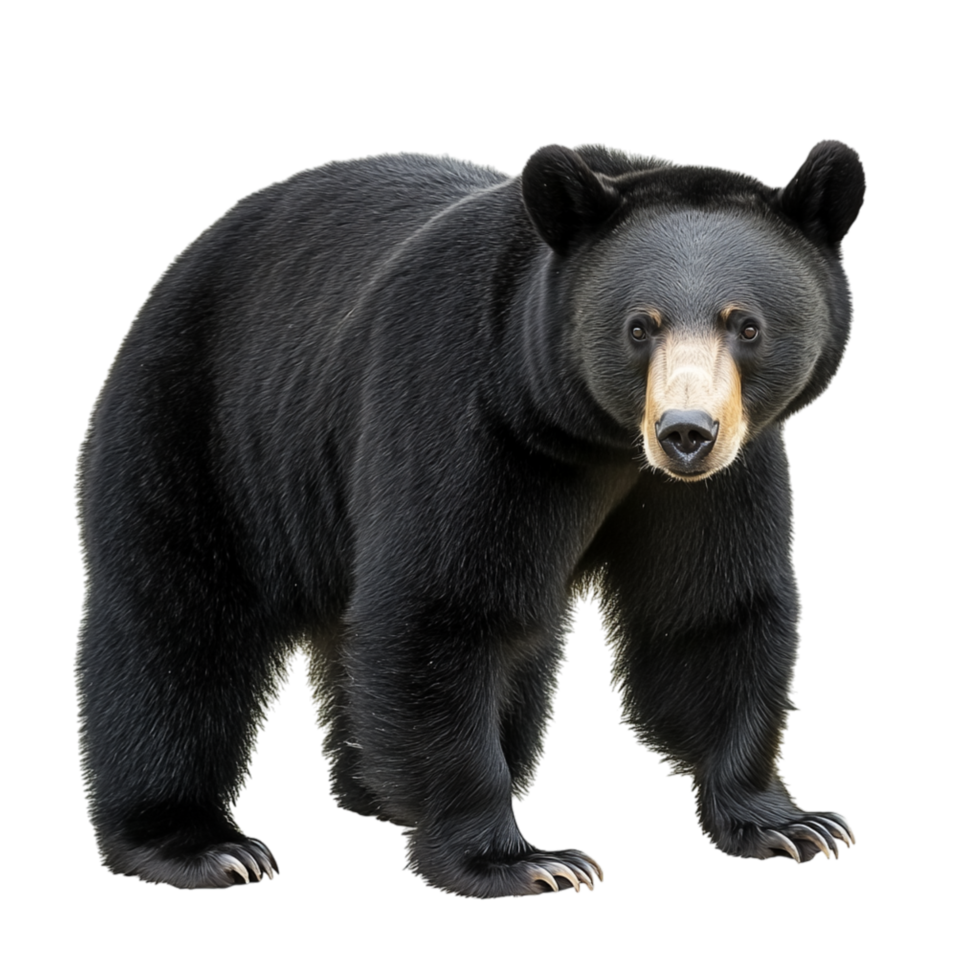Majestic black bear standing with powerful limbs and thick fur symbolizing wilderness and the aweinspiring strength of untamed nature png