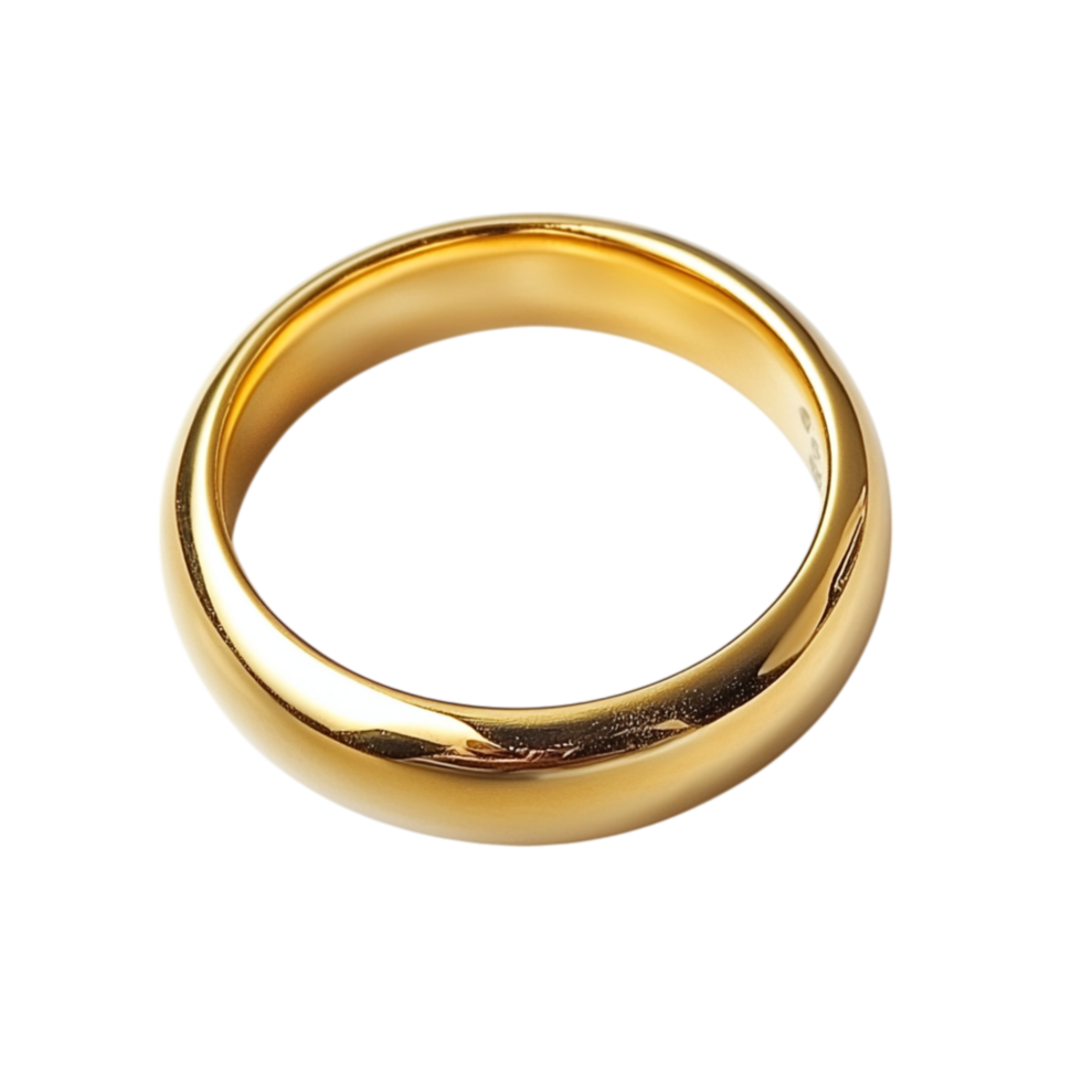 Simple golden ring with a flawless surface symbolizing commitment and the timeless beauty of everlasting love png