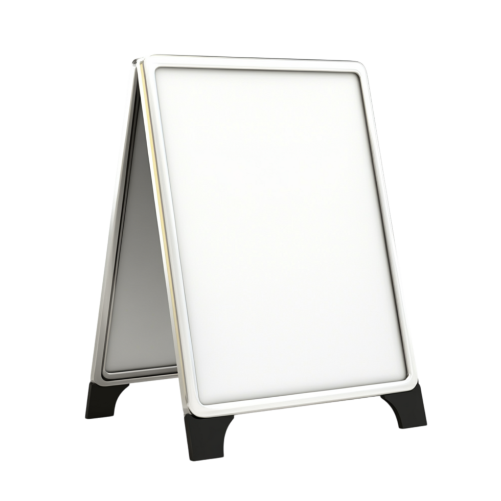Blank white Aframe signboard standing upright symbolizing advertising and the simple yet effective display for businesses png