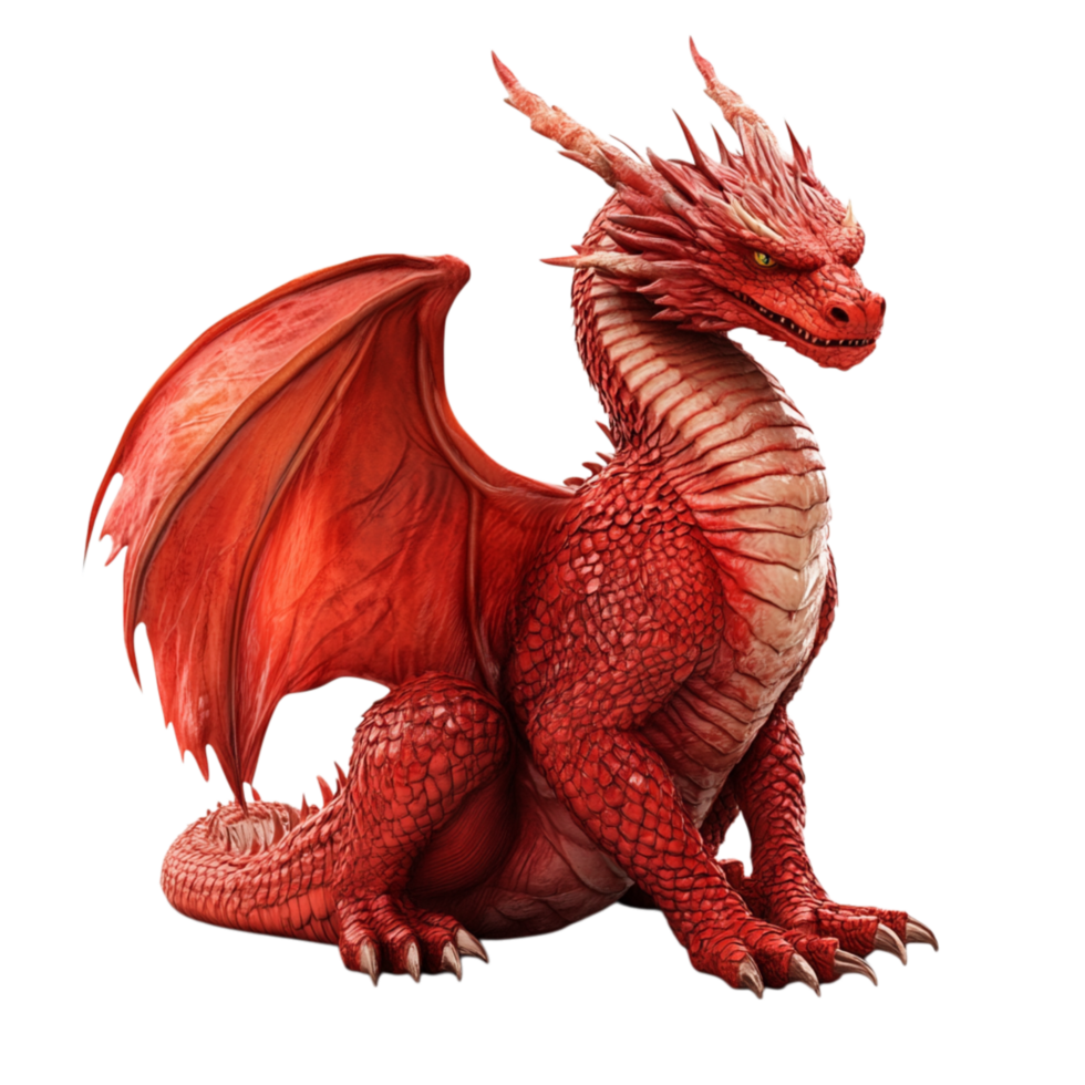 Majestic red dragon with sharp scales powerful wings and a fierce gaze symbolizing strength mythology and the legendary spirit of firebreathing creatures png
