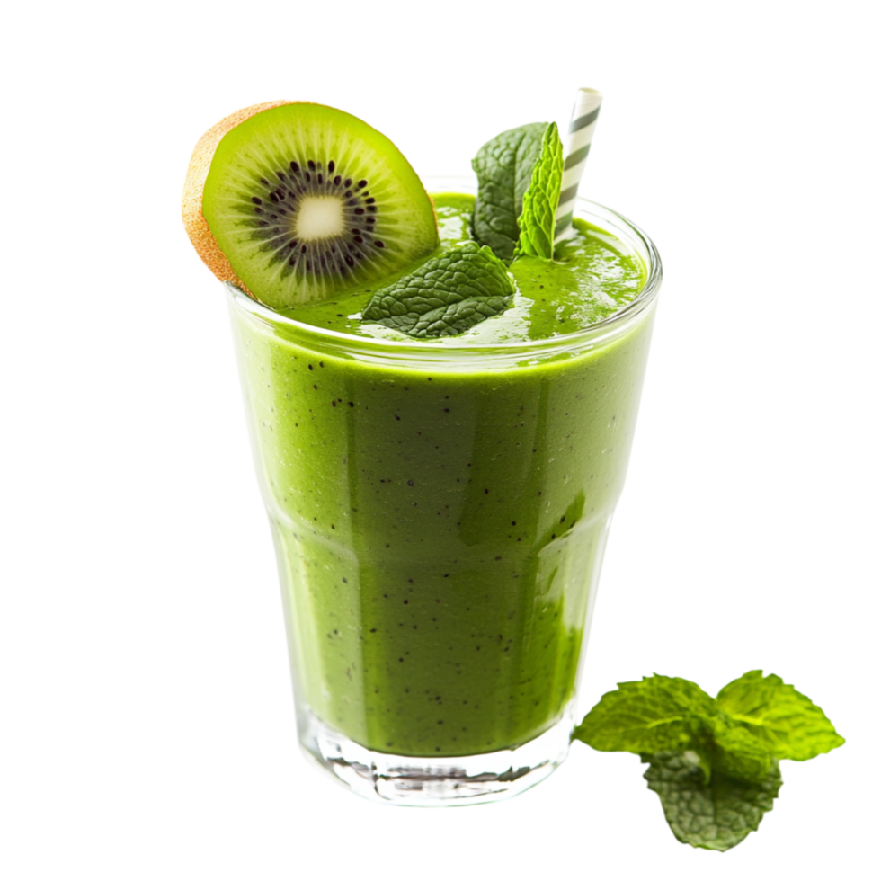 Kiwi smoothie with mint leaves served in a glass offering a healthy and refreshing drink packed with vitamins png