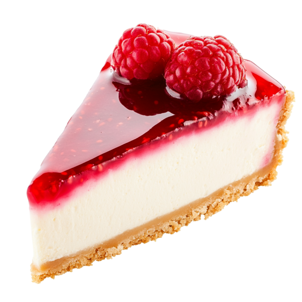Slice of raspberry cheesecake with a golden crust symbolizing indulgence sweetness and the rich flavors of gourmet desserts and culinary delights png