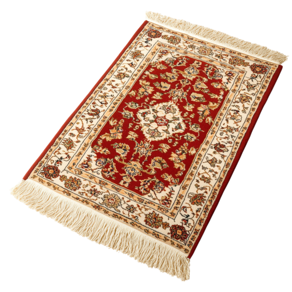 Ornate red carpet with intricate golden patterns creating a sense of luxury and elegance for interiors png