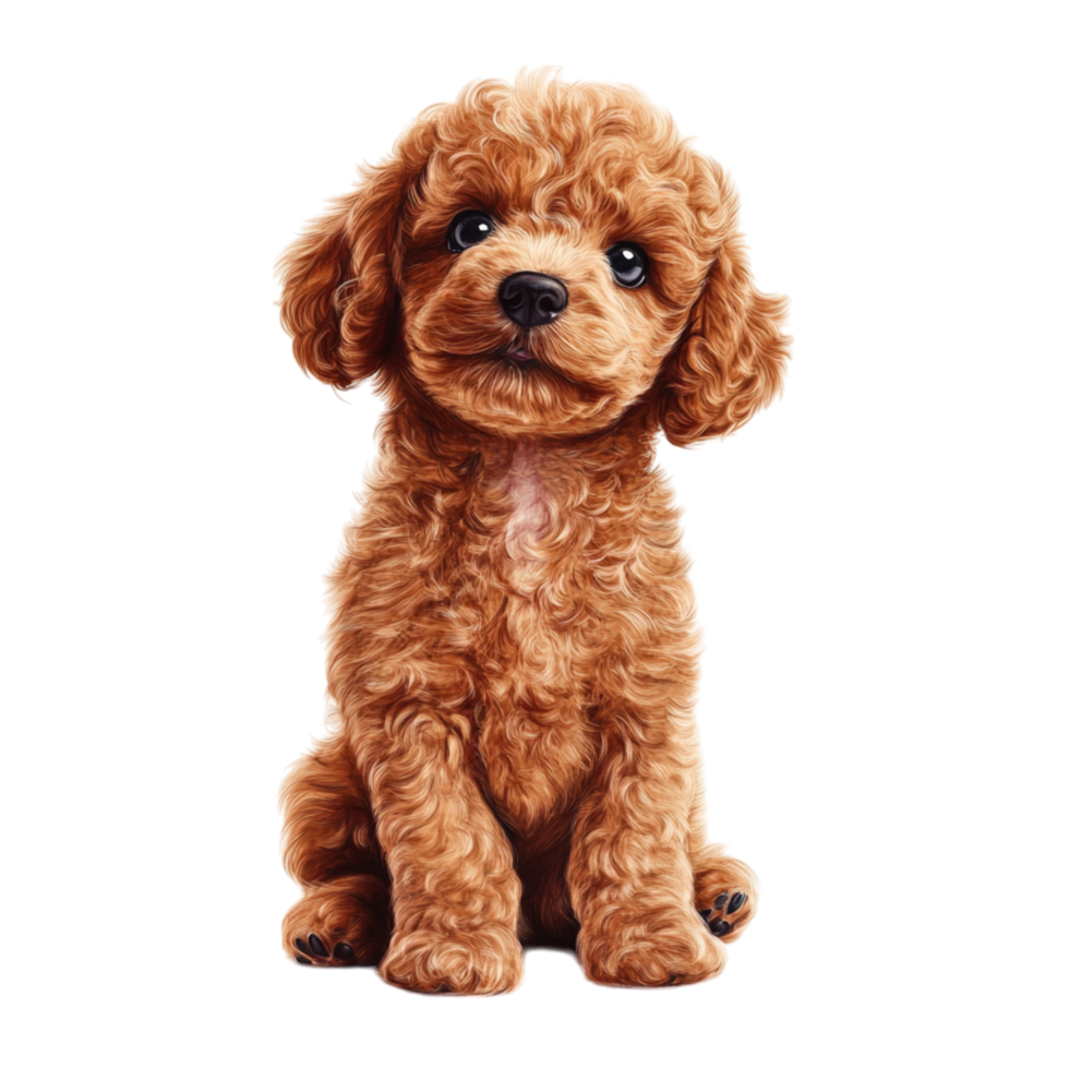 Adorable poodle puppy sitting calmly expresses the charm of lovable companionship png
