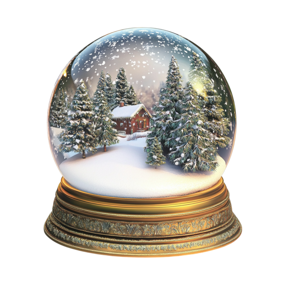 Decorative snow globe with a winter village scene symbolizing nostalgia serenity and the magical wonder of snowy holiday memories captured in glass png