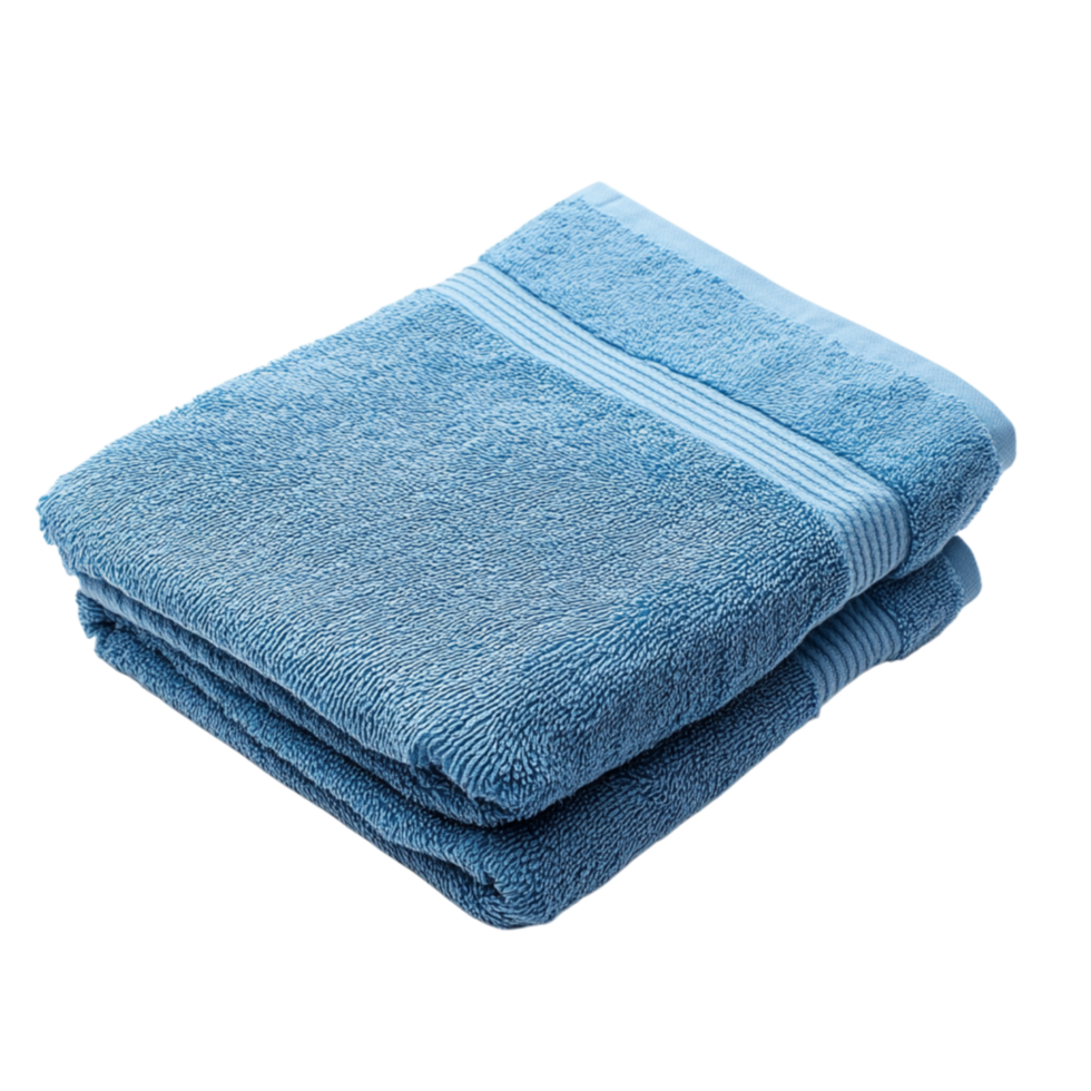 Soft blue towel neatly folded with a smooth texture symbolizing comfort relaxation and the essence of cleanliness and freshness png