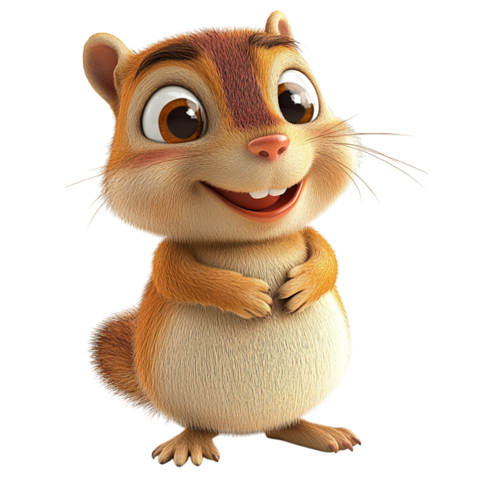 Chipmunk standing upright with tiny paws held close to its chest smiling adorably representing curiosity playfulness and the lively energy of small woodland creatures found in nature png