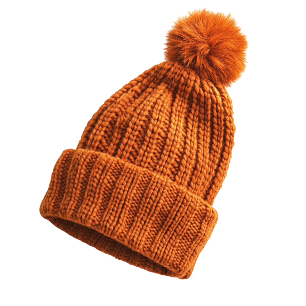 Knitted beanie symbolizing warmth cozy fashion and a stylish accessory for chilly winter days png