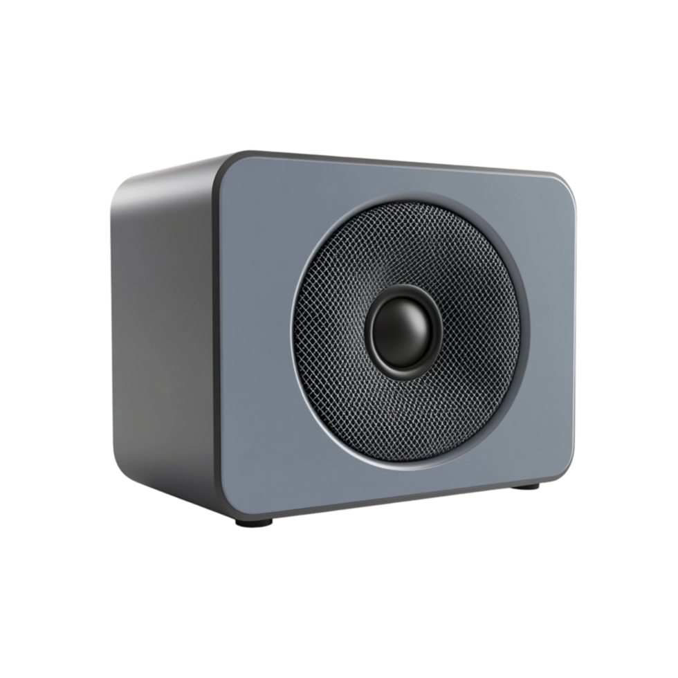 Modern black speaker with a sleek and minimalist design and a powerful sound output brings rich and immersive audio to any space png
