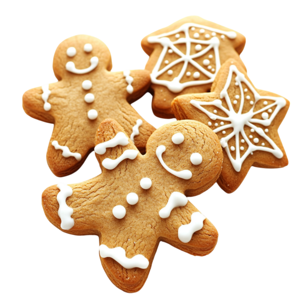 Festive gingerbread cookies shaped like people and stars are perfect for holiday celebrations png