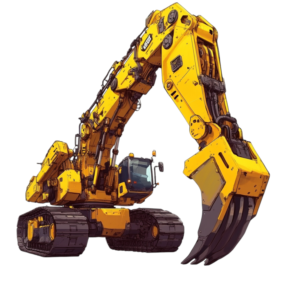 Heavyduty yellow excavator with a powerful mechanical arm and a rugged structure is built for strength and efficiency in construction work png