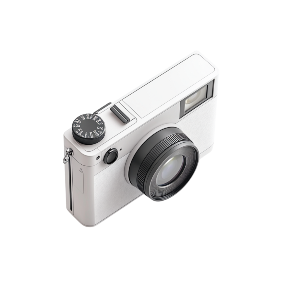 Compact silver digital camera with a large lens and a sleek design is ready to capture highquality s with precision png
