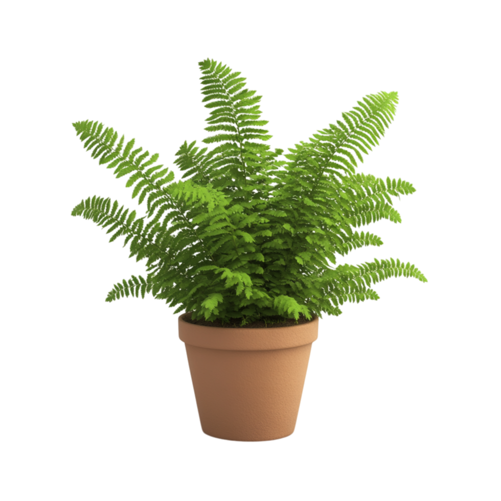 Vibrant green potted fern with delicate leaves enhances the beauty of indoor or outdoor spaces png