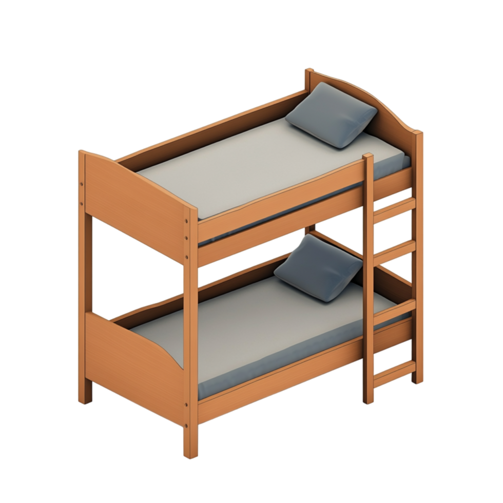 Sturdy wooden bunk bed with a simple and functional design maximizes space efficiency making it a practical choice for shared bedrooms and dormitories png