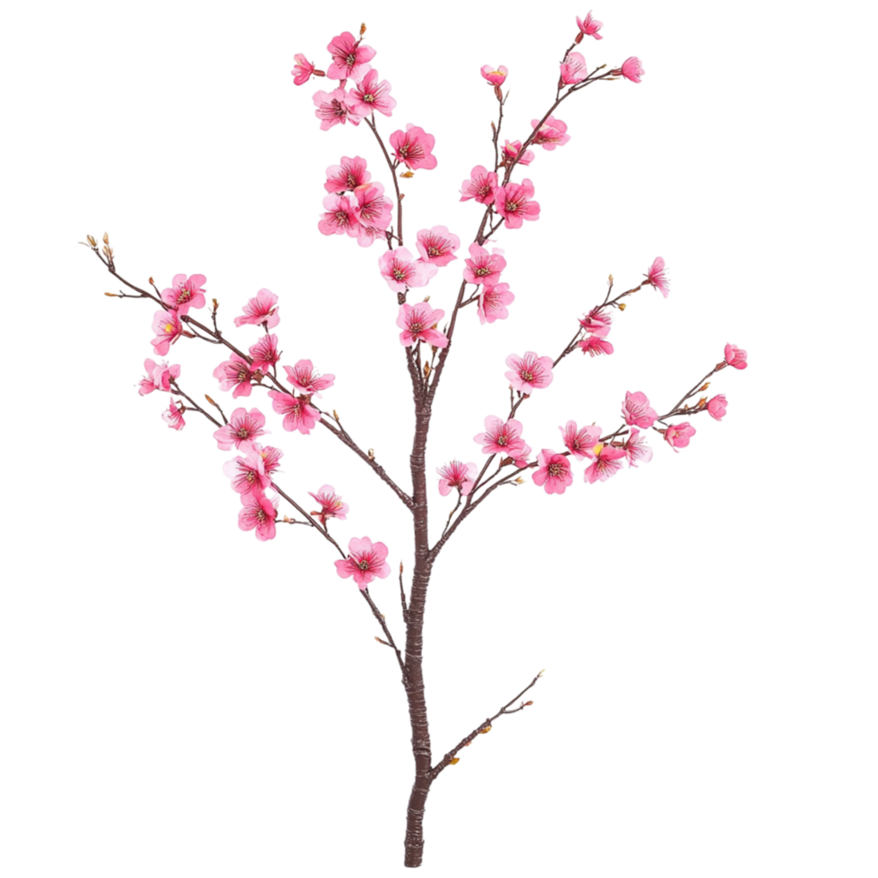 Delicate pink cherry blossom branch with vibrant flowers stands as a symbol of spring beauty and renewal in a graceful way png