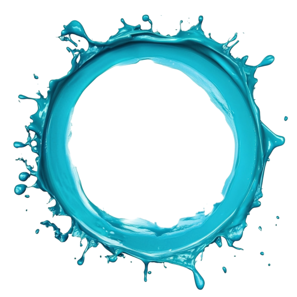 Dynamic splash of bright blue water forming a perfect circular ring represents motion and the fluid elegance of natures refreshing element png