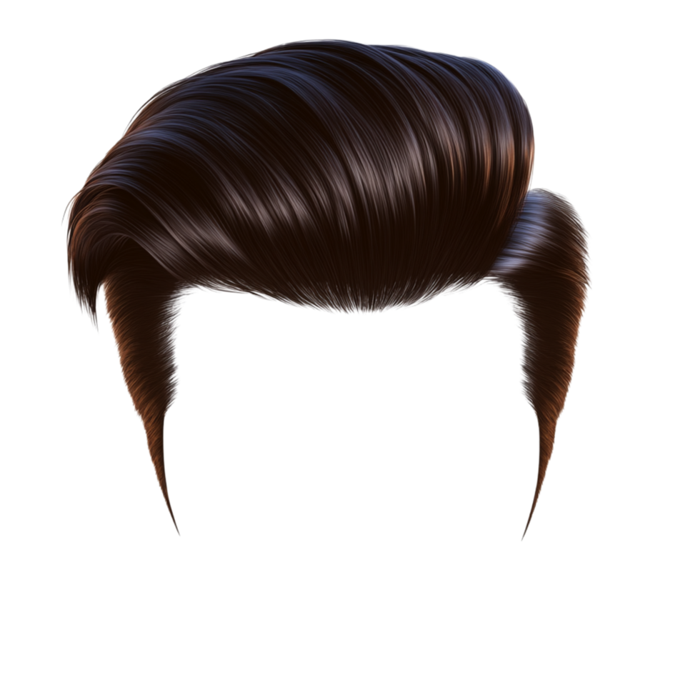 Sleek and stylish black hair with a voluminous pompadour symbolizing confidence and the bold essence of vintageinspired fashion png