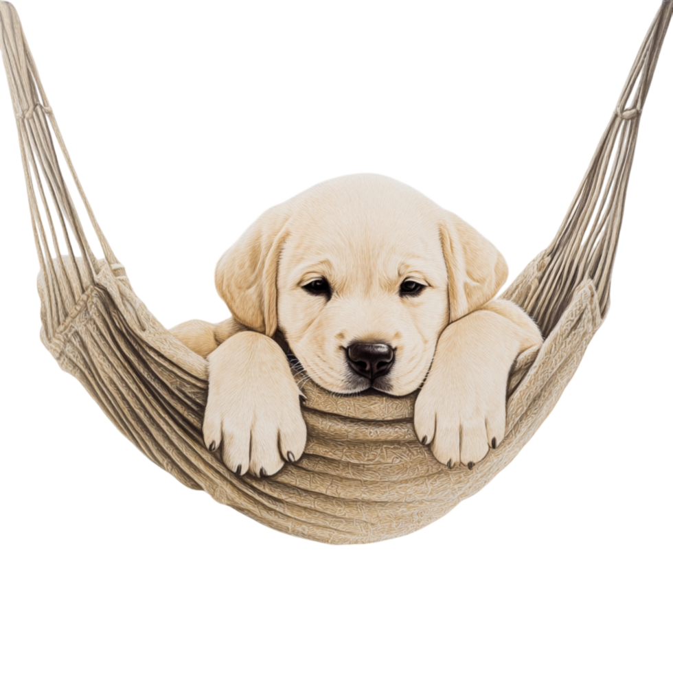 Adorable puppy nestled in a soft hanging hammock exuding innocence relaxation and the heartwarming comfort of a peaceful nap in a cozy embrace png