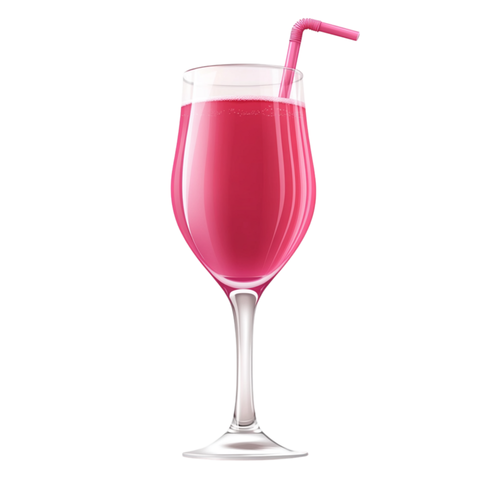 Tall glass filled with pink fruit juice with a straw placed inside adding a vibrant and delicious touch to the beverage png