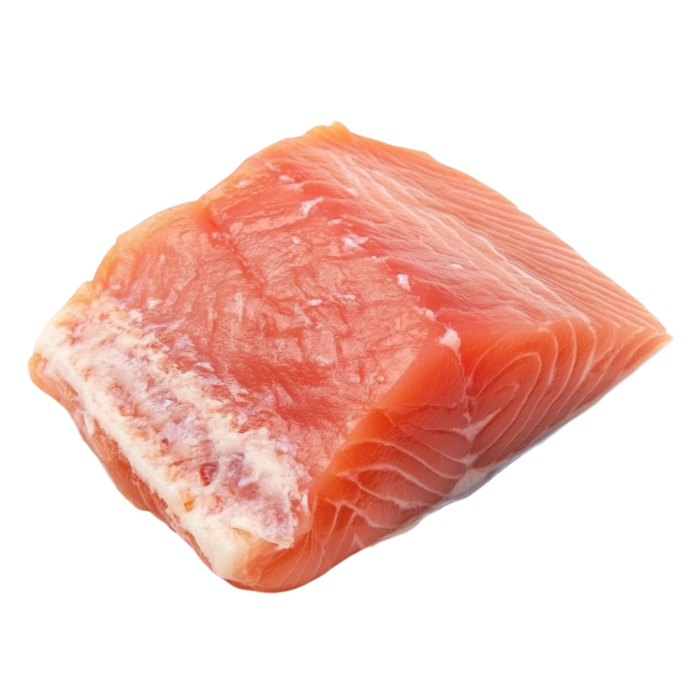 Fresh raw salmon fillet with a rich pink color and a smooth texture prepared for a delicious and nutritious seafood dish png