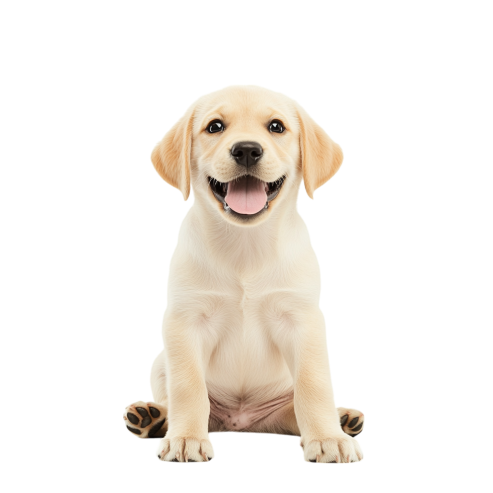 Adorable golden retriever puppy sitting with a bright expression bringing warmth happiness and companionship png