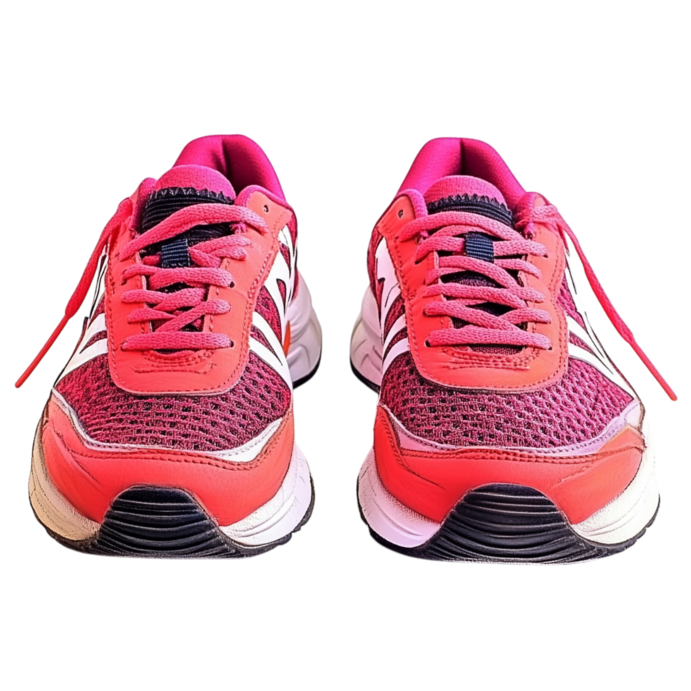 Vibrant pink and orange running shoes with breathable mesh material and cushioned soles providing comfort and support png