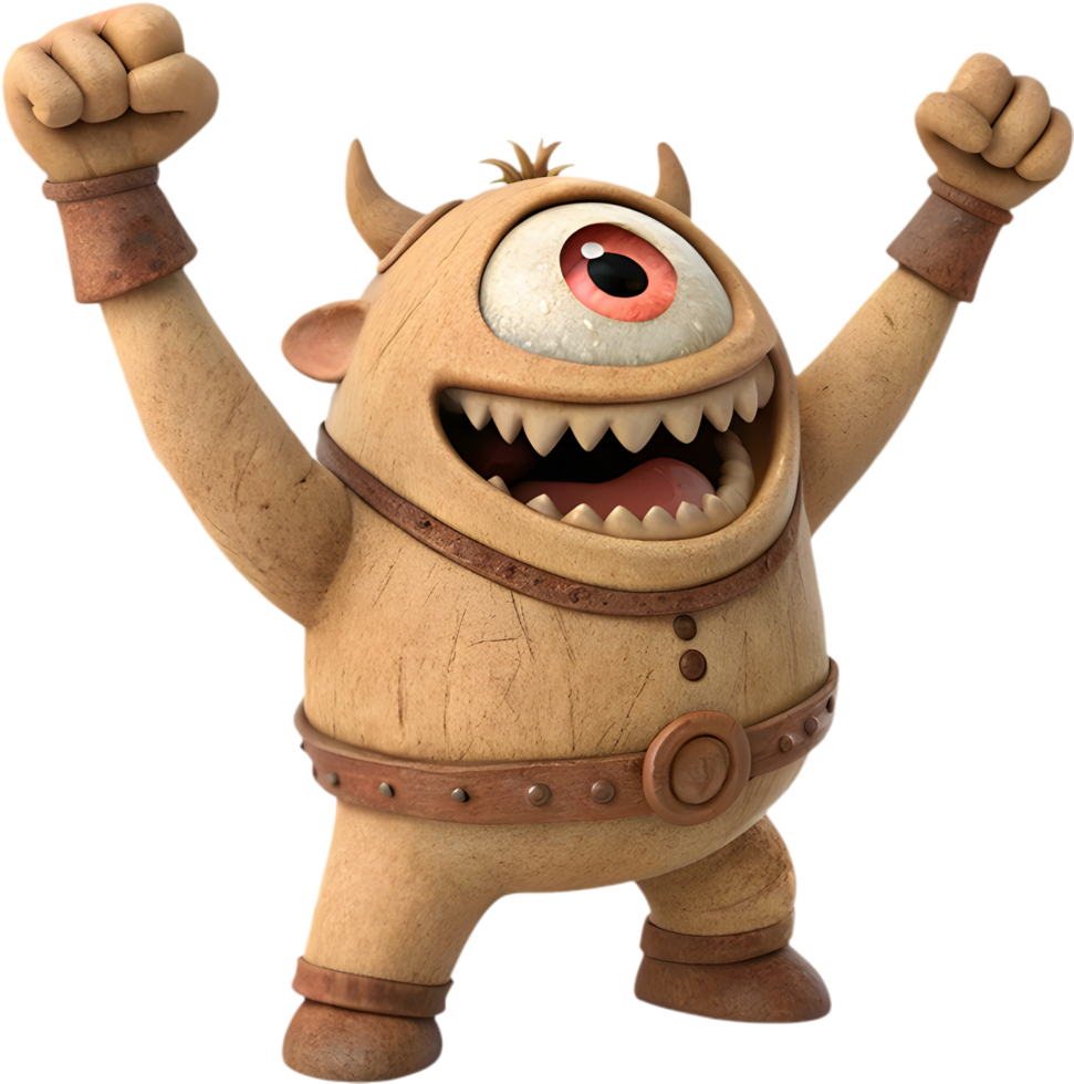 Joyful cyclops character enjoying a moment. . png