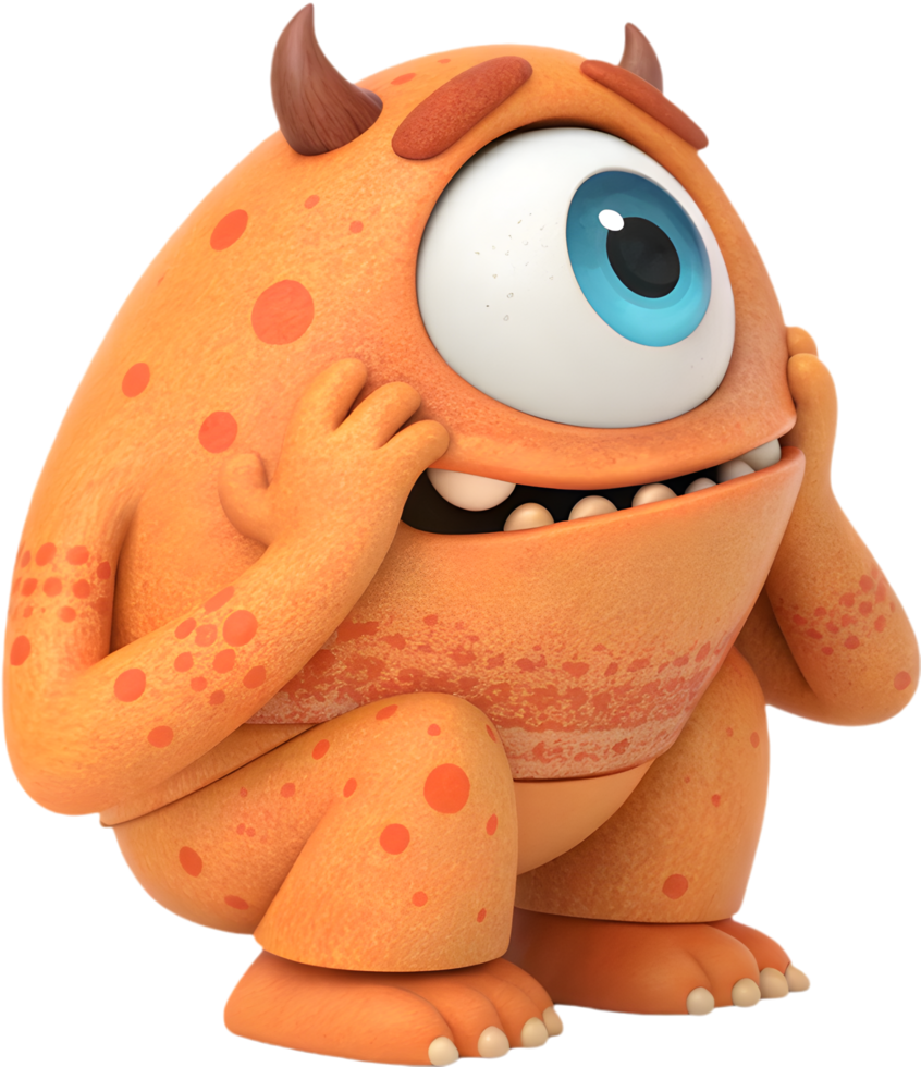 Cheerful cyclops with a joyful expression. . png