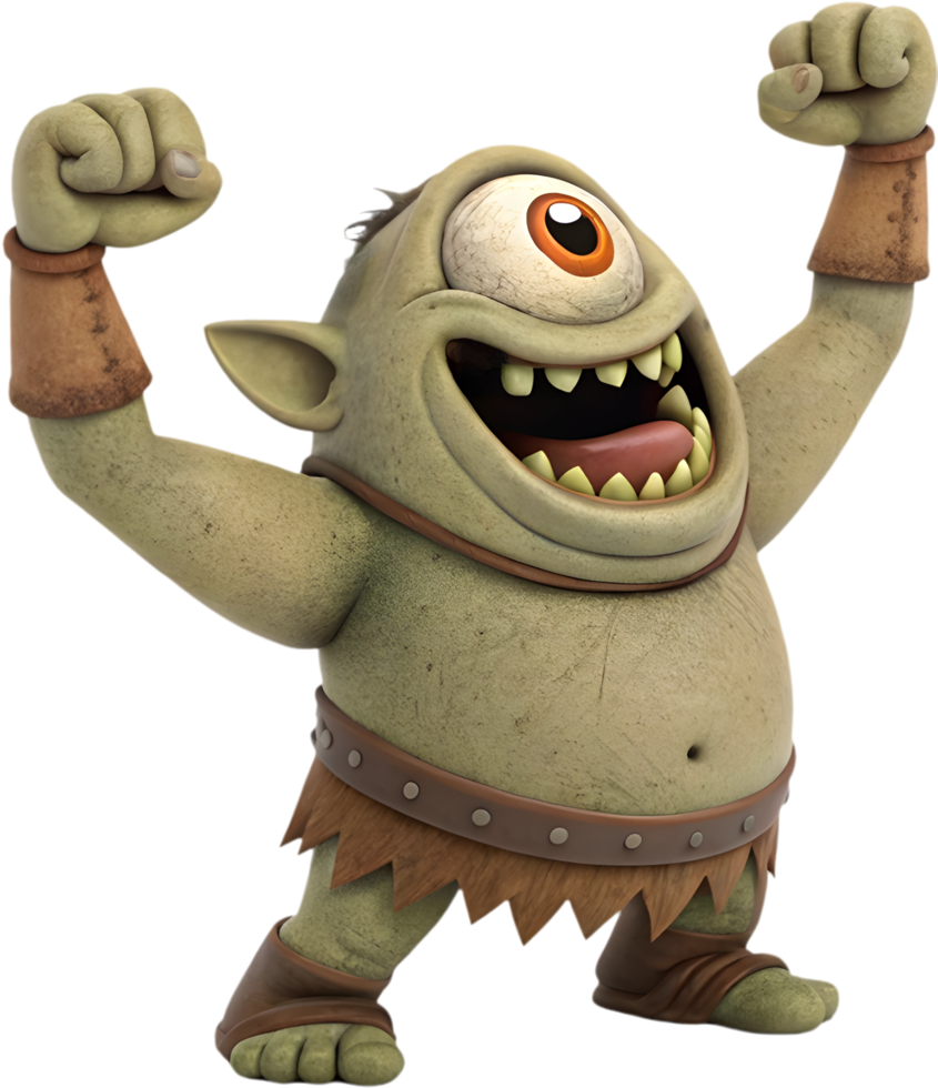 Happy little cyclops in a fun design. . png