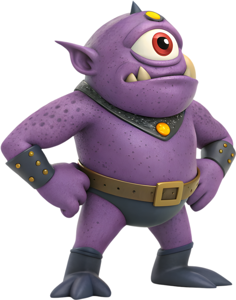 Playful fantasy cyclops with a friendly pose. . png