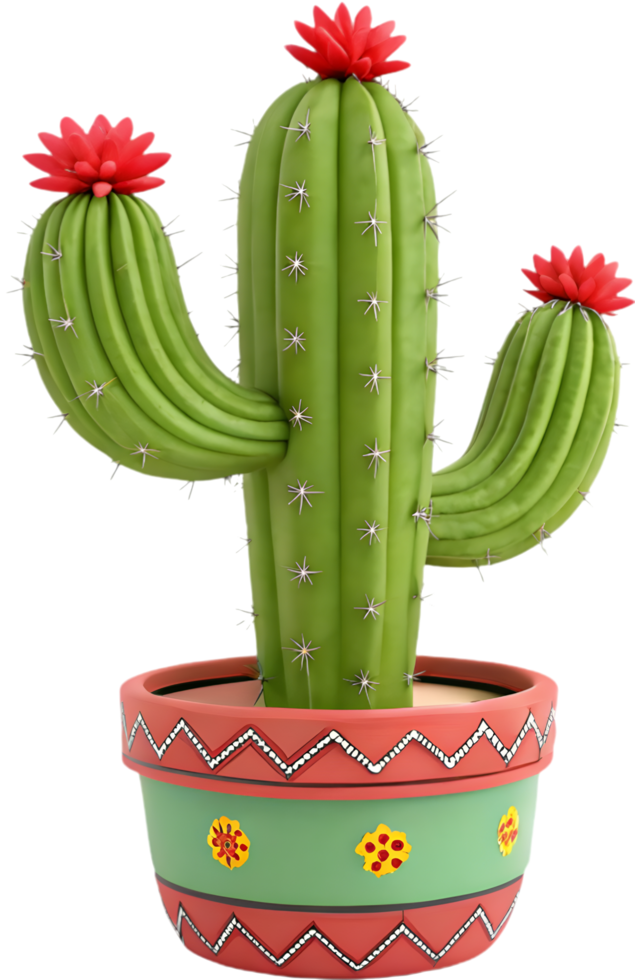 Vibrant desert cactus with a clean and simple design. . png
