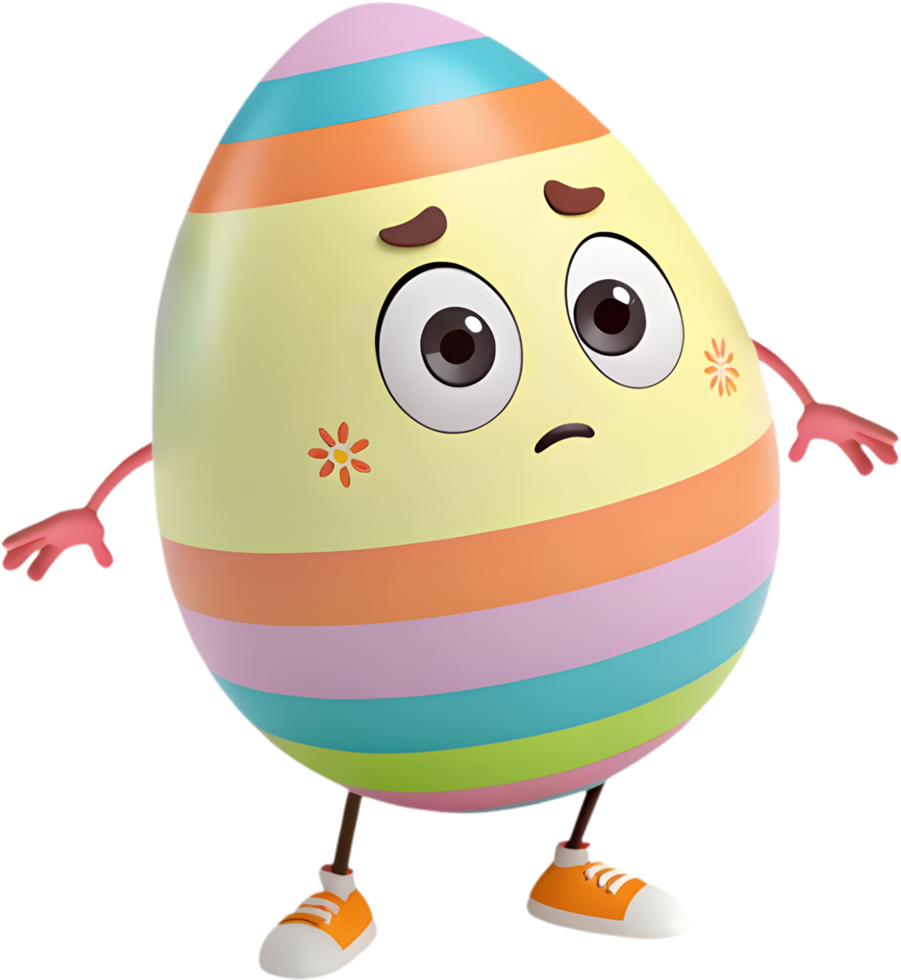Bright Easter egg with cute cartoon style for kids. . png