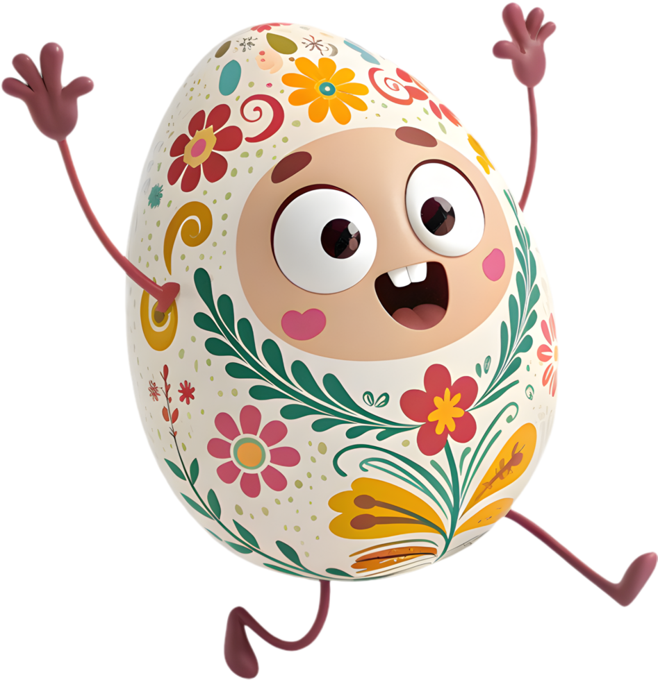 Happy Easter egg character for spring-themed art. . png